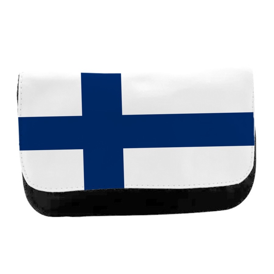 ESTUCHE NECESER DE LONA bandera finlandia pais gobierno finlandés unisex negro bolsa aseo multiusos