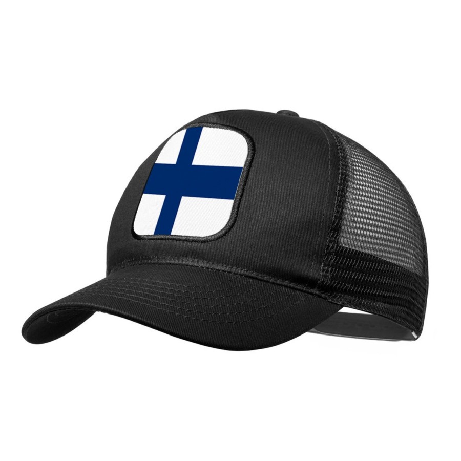 GORRA NEGRA CON REJILLA bandera finlandia pais gobierno finlandés moda deporte