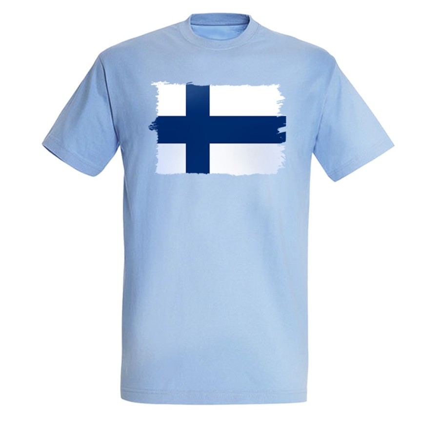 CAMISETA AZUL CIELO bandera finlandia pais gobierno finlandés moda verano personalizada