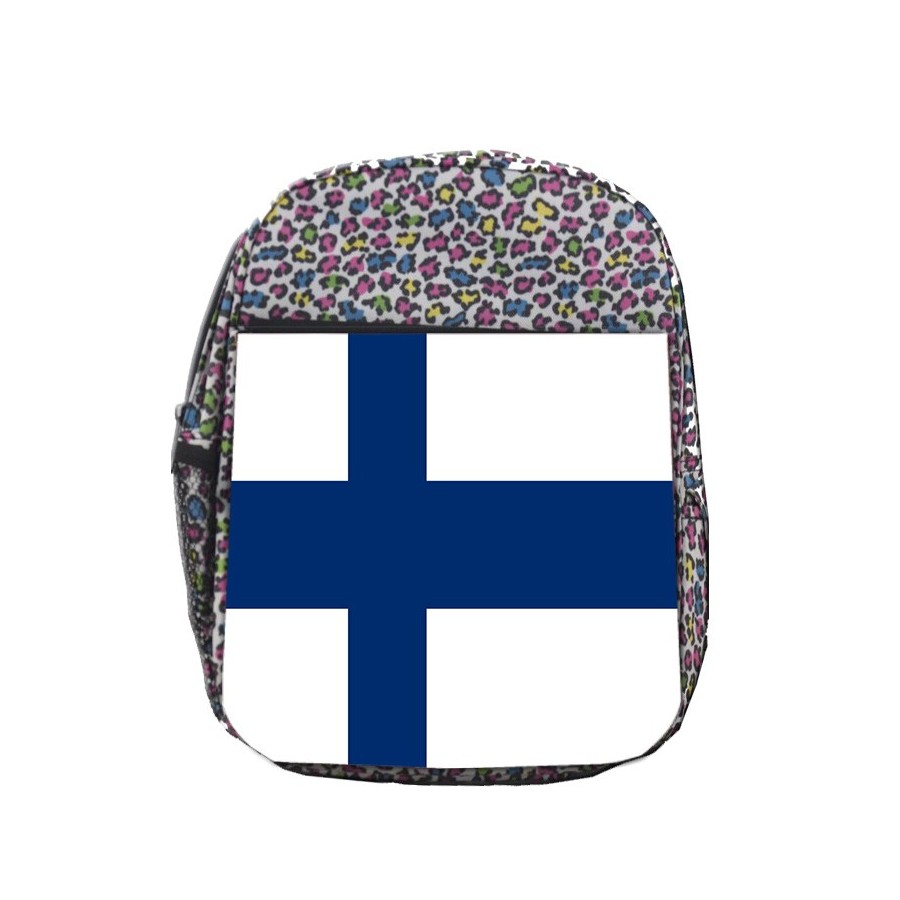 MOCHILA LUNARES ESTAMPADO bandera finlandia pais gobierno finlandés escolar personalizado picnic excursión deporte