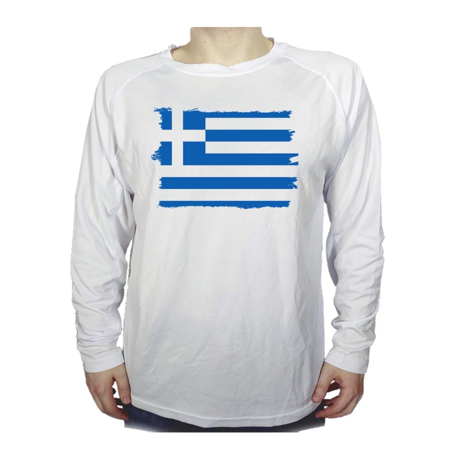 CAMISETA MANGA LARGA bandera grecia pais gobierno griego personalizada