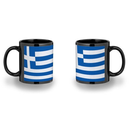 TAZA COMPLETAMENTE NEGRA bandera grecia pais gobierno griego personalizada