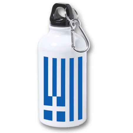 BIDON 400ML METALICO bandera grecia pais gobierno griego para viaje y deporte