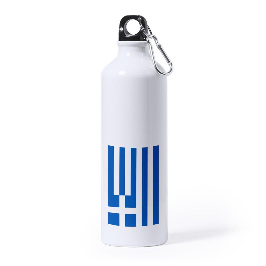 BIDON GRANDE 800 ML ACERO INOXIDABLE bandera grecia pais gobierno griego deporte deportivo mosqueton botella