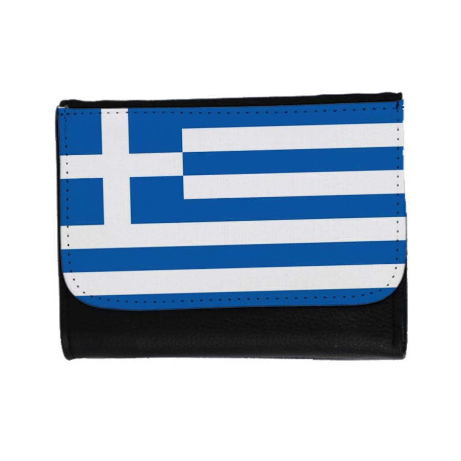 BILLETERA BILLETERO bandera grecia pais gobierno griego unisex negro monedero