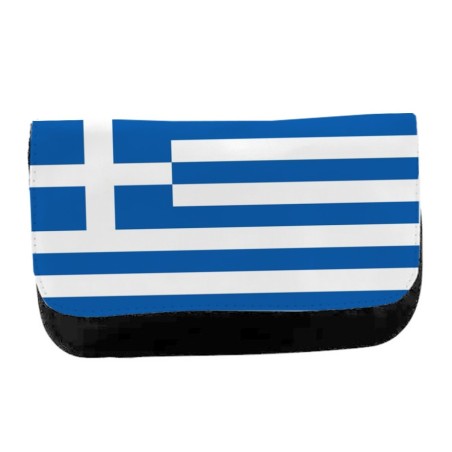 ESTUCHE NECESER DE LONA bandera grecia pais gobierno griego unisex negro bolsa aseo multiusos