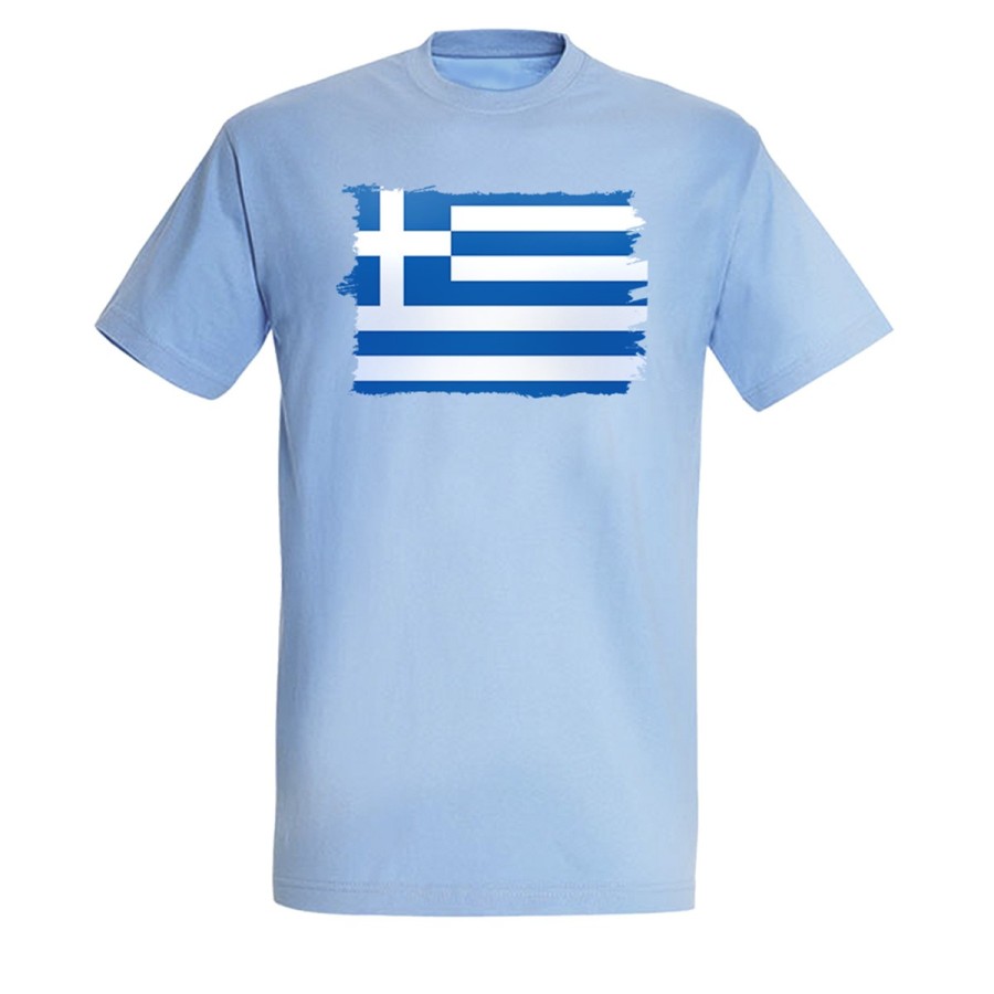 CAMISETA AZUL CIELO bandera grecia pais gobierno griego moda verano personalizada