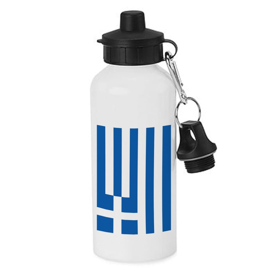 BIDON 600 ML ACERO INOXIDABLE CON CHUPON bandera grecia pais gobierno griego escolar deporte bicicleta