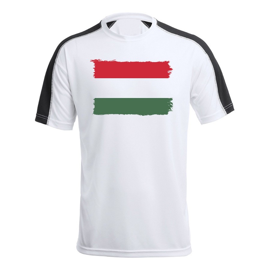 CAMISETA TÉCNICA FRANJA MANGAS NEGRA bandera hungría pais gobierno húngaro personalizada