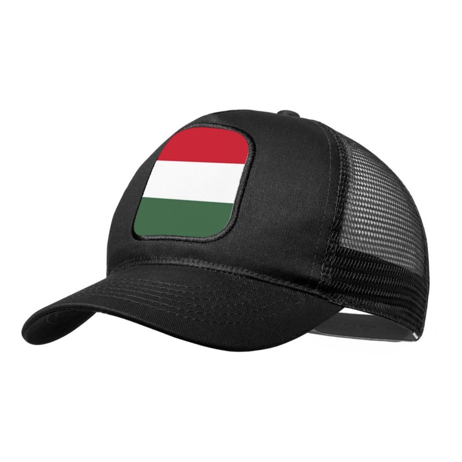 GORRA NEGRA CON REJILLA bandera hungría pais gobierno húngaro moda deporte