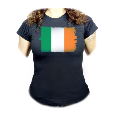 CAMISETA NEGRA MUJER bandera irlanda pais gobierno irlandés oferta personalizada