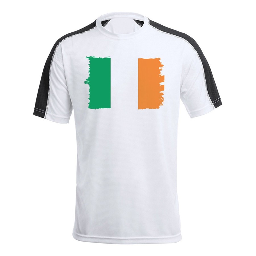 CAMISETA TÉCNICA FRANJA MANGAS NEGRA bandera irlanda pais gobierno irlandés personalizada