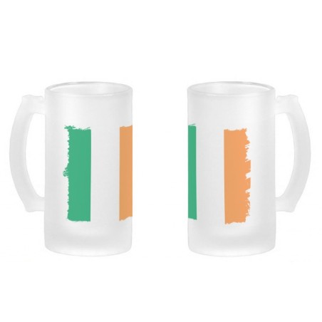 JARRA CERVEZA CRISTAL bandera irlanda pais gobierno irlandés esmerilada esmerilado 500ml