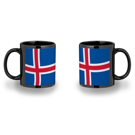 TAZA COMPLETAMENTE NEGRA bandera islandia pais gobierno islandés personalizada