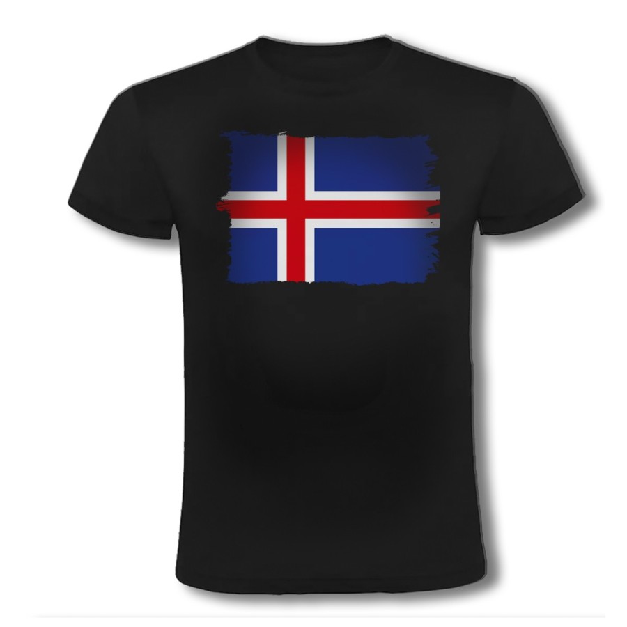 CAMISETA NEGRA bandera islandia pais gobierno islandés moda verano personalizada