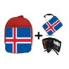 PACK MOCHILA ROJA Y ESTUCHE bandera islandia pais gobierno islandés material escolar