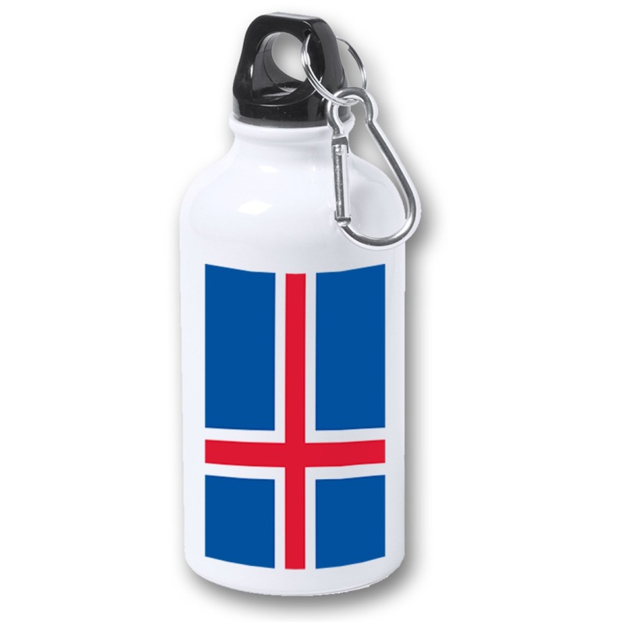 BIDON 400ML METALICO bandera islandia pais gobierno islandés para viaje y deporte