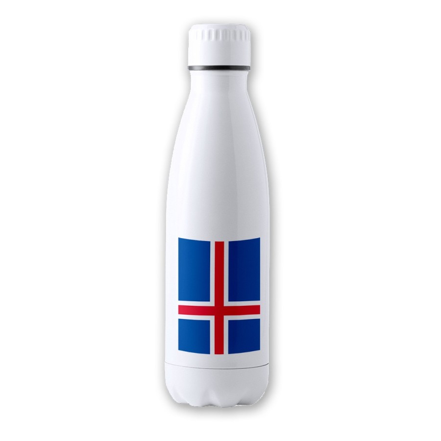 BIDON 700 ML ACERO INOXIDABLE bandera islandia pais gobierno islandés tapon seguridad botella