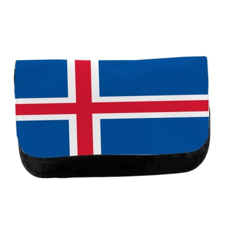 ESTUCHE NECESER DE LONA bandera islandia pais gobierno islandés unisex negro bolsa aseo multiusos