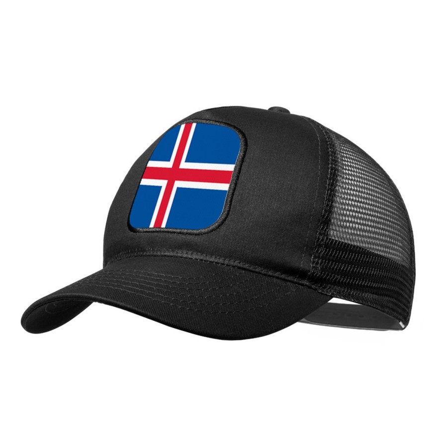 GORRA NEGRA CON REJILLA bandera islandia pais gobierno islandés moda deporte