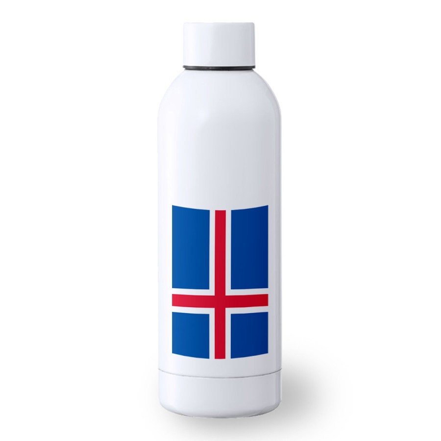 BIDON 500 ML ACERO INOXIDABLE bandera islandia pais gobierno islandés deporte deportivo botella senderismo