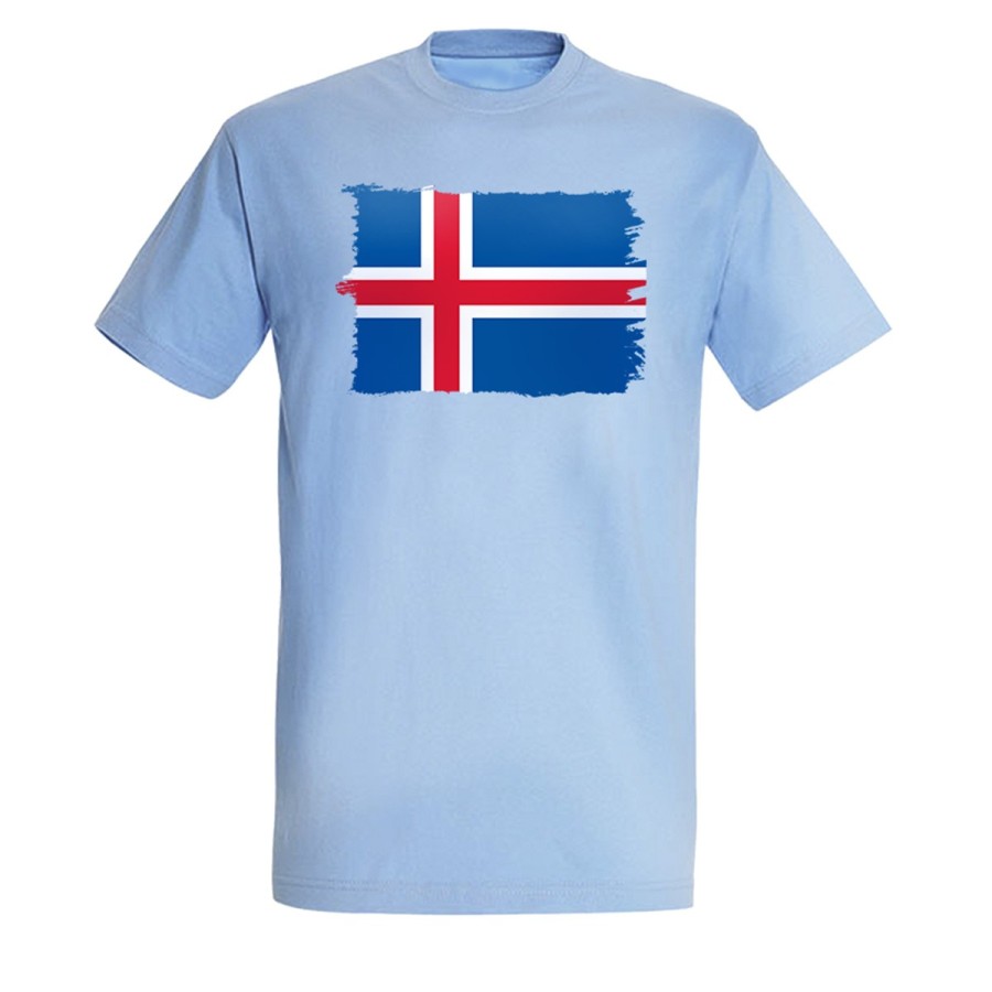 CAMISETA AZUL CIELO bandera islandia pais gobierno islandés moda verano personalizada