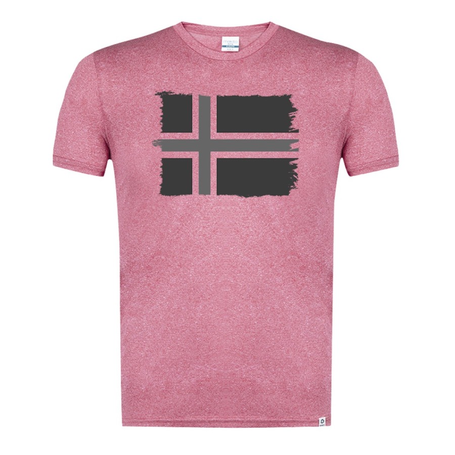 CAMISETA ROJA MEZCLA CON IMAGEN EN TONALIDADES NEGRAS bandera islandia pais gobierno islandés tshirt