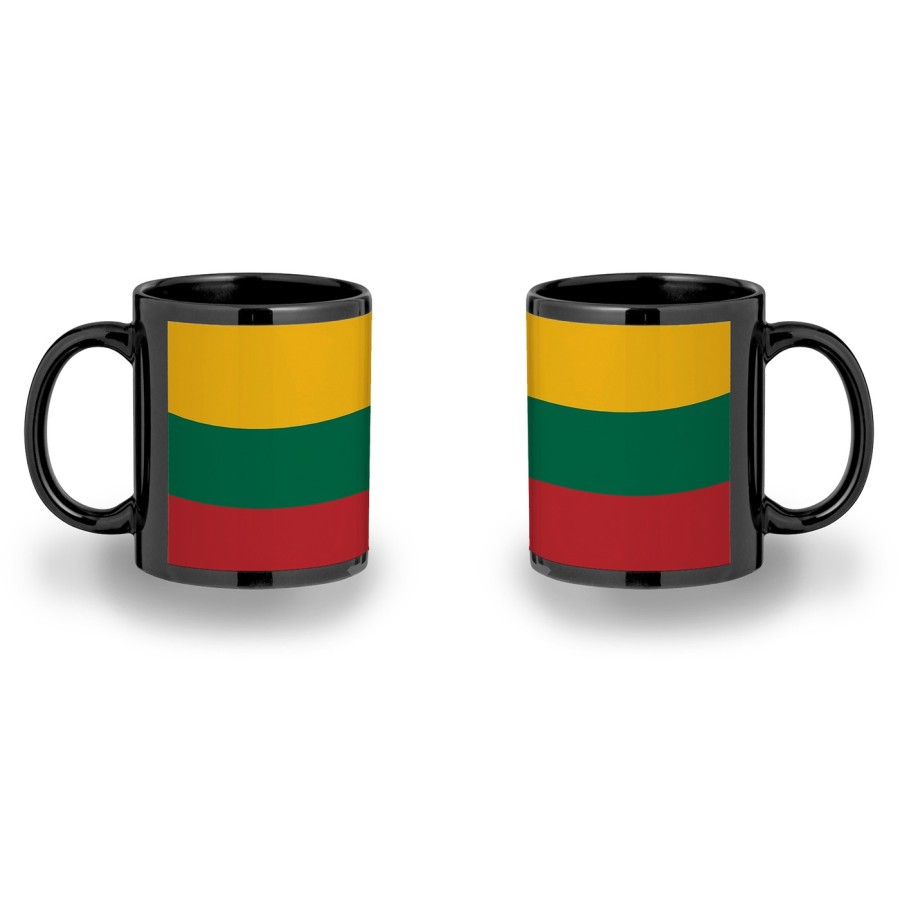 TAZA COMPLETAMENTE NEGRA bandera lituania pais gobierno lituano personalizada