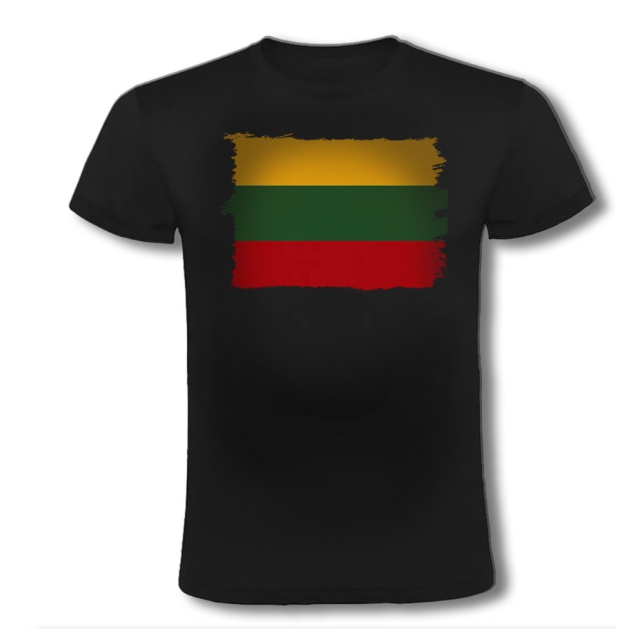 CAMISETA NEGRA bandera lituania pais gobierno lituano moda verano personalizada