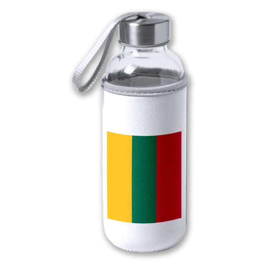 BIDON DE 420 ML CON FUNDA DE NEOPRENO bandera lituania pais gobierno lituano tapon seguridad