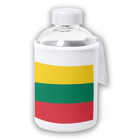 BIDON CRISTAL CON FUNDA SOFT SHELL bandera lituania pais gobierno lituano tapon seguridad botella