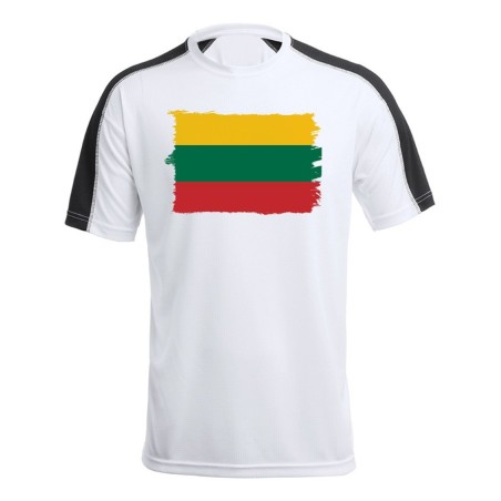 CAMISETA TÉCNICA FRANJA MANGAS NEGRA bandera lituania pais gobierno lituano personalizada