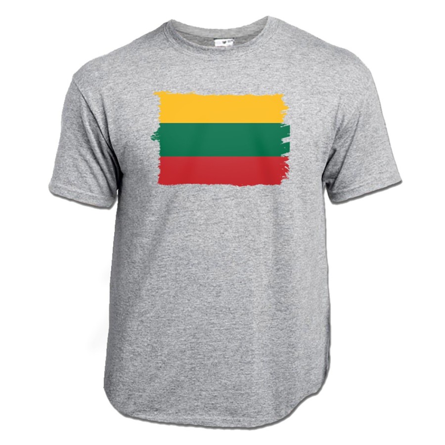 CAMISETA GRIS MEZCLA bandera lituania pais gobierno lituano moda verano personalizada