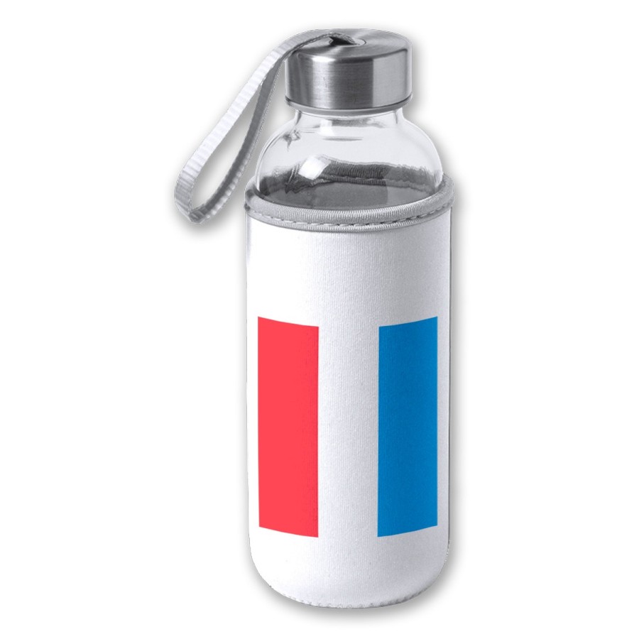 BIDON DE 420 ML CON FUNDA DE NEOPRENO bandera luxemburgo pais gobierno luxemburgués tapon seguridad