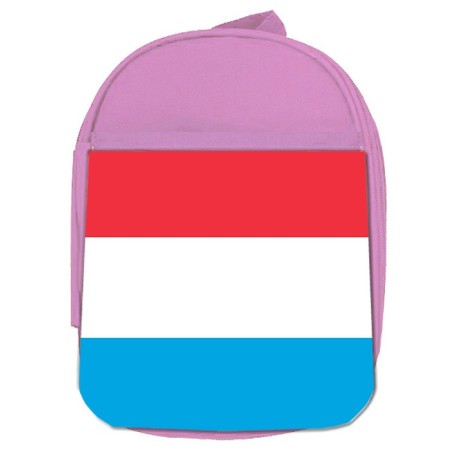 MOCHILA ROSA bandera luxemburgo pais gobierno luxemburgués escolar personalizado picnic excursión deporte