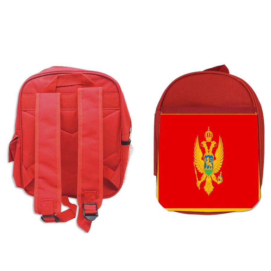 PACK MOCHILA ROJA Y ESTUCHE bandera montenegro pais gobierno montenegrino material escolar