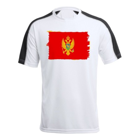 CAMISETA TÉCNICA FRANJA MANGAS NEGRA bandera montenegro pais gobierno montenegrino personalizada