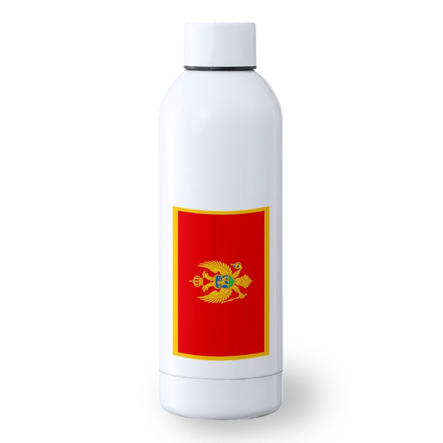 BIDON 500 ML ACERO INOXIDABLE bandera montenegro pais gobierno montenegrino deporte deportivo botella senderismo