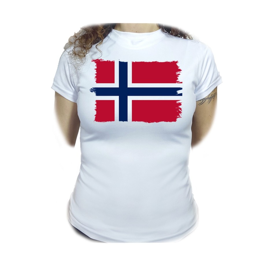 CAMISETA MUJER bandera noruega pais gobierno noruego moda personalizada