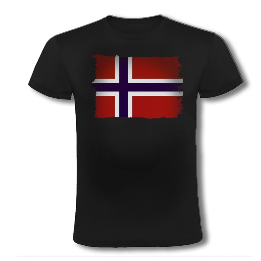 CAMISETA NEGRA bandera noruega pais gobierno noruego moda verano personalizada