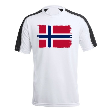 CAMISETA TÉCNICA FRANJA MANGAS NEGRA bandera noruega pais gobierno noruego personalizada