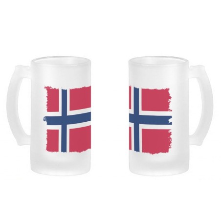 JARRA CERVEZA CRISTAL bandera noruega pais gobierno noruego esmerilada esmerilado 500ml