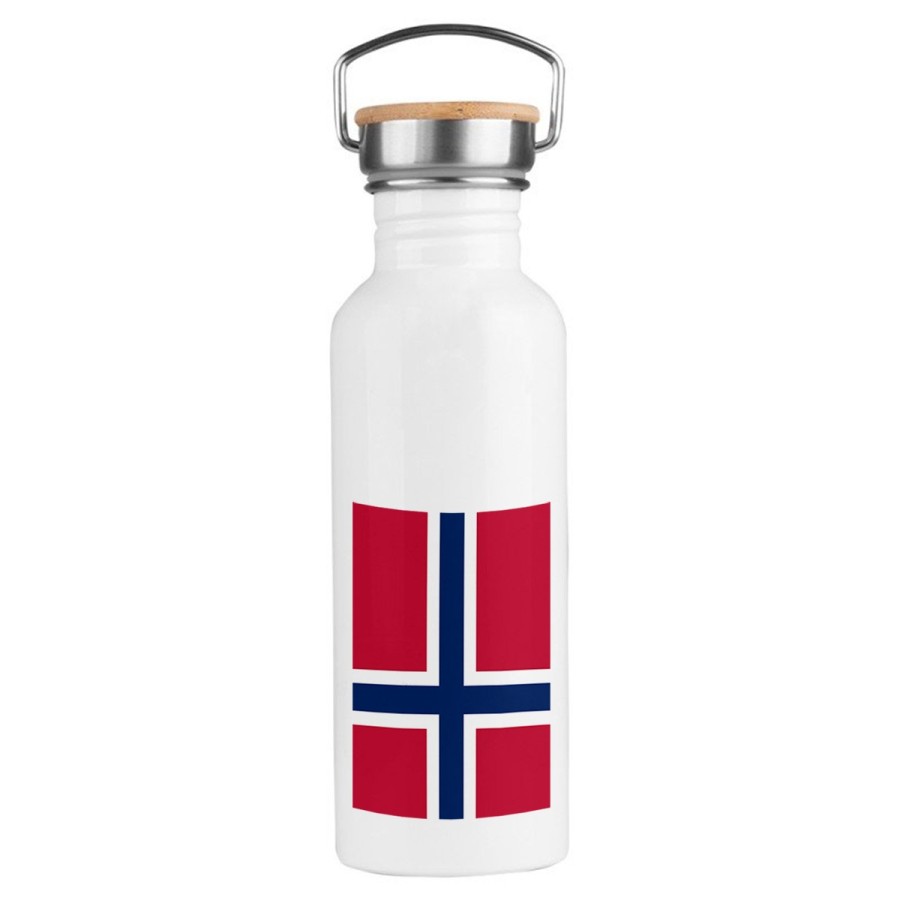 BIDON 750 ML ACERO INOXIDABLE ESTILO RETRO bandera noruega pais gobierno noruego deporte deportivo botella