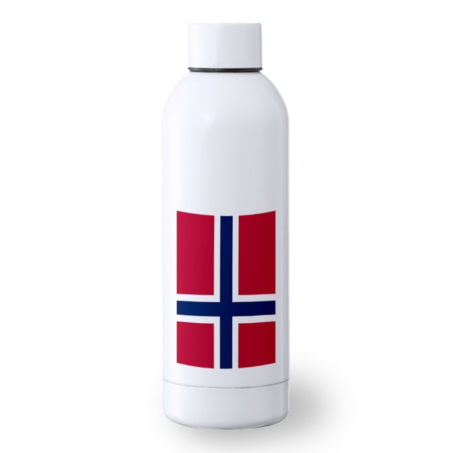 BIDON 500 ML ACERO INOXIDABLE bandera noruega pais gobierno noruego deporte deportivo botella senderismo