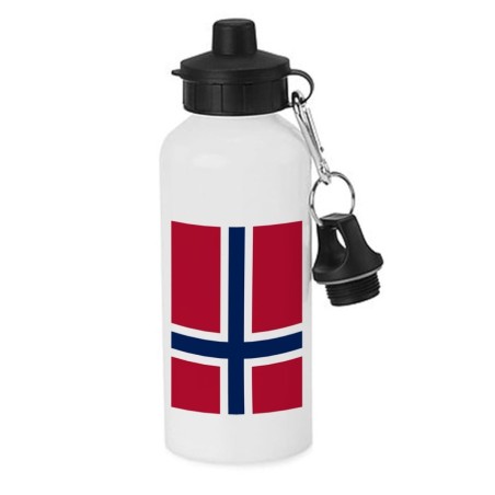 BIDON 600 ML ACERO INOXIDABLE CON CHUPON bandera noruega pais gobierno noruego escolar deporte bicicleta