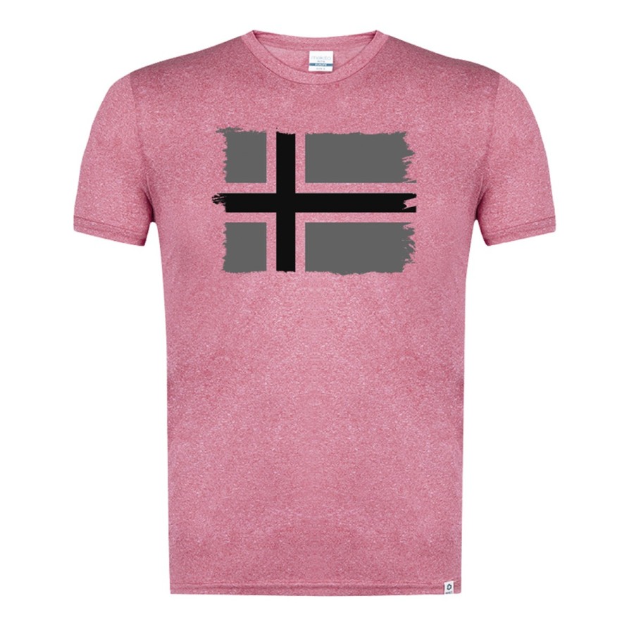 CAMISETA ROJA MEZCLA CON IMAGEN EN TONALIDADES NEGRAS bandera noruega pais gobierno noruego tshirt