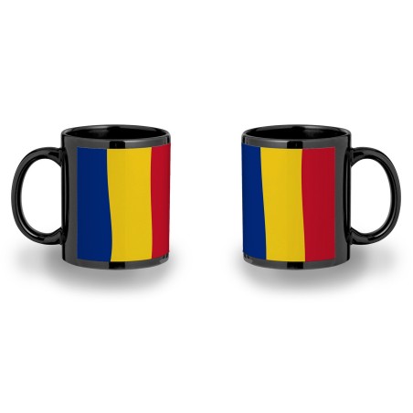 TAZA COMPLETAMENTE NEGRA bandera rumanía pais gobierno rumano personalizada