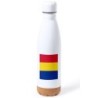 BIDON 750 ML ACERO INOXIDABLE ADORNO DE CORCHO bandera rumanía pais gobierno rumano tapon botella