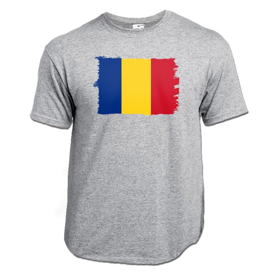 CAMISETA GRIS MEZCLA bandera rumanía pais gobierno rumano moda verano personalizada