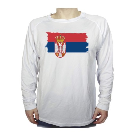 CAMISETA MANGA LARGA bandera serbia pais gobierno serbio personalizada